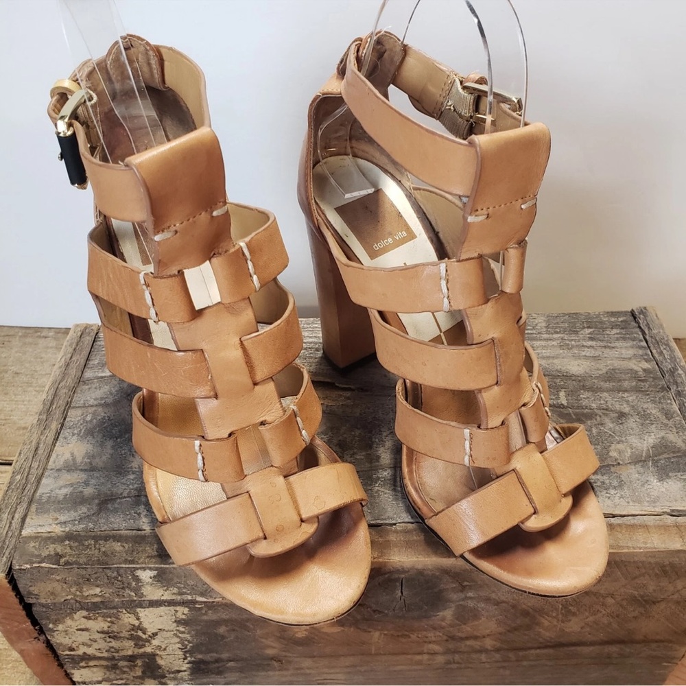 Spice Vita Tan Strappy Women's Heels Sz 9 VGUC
